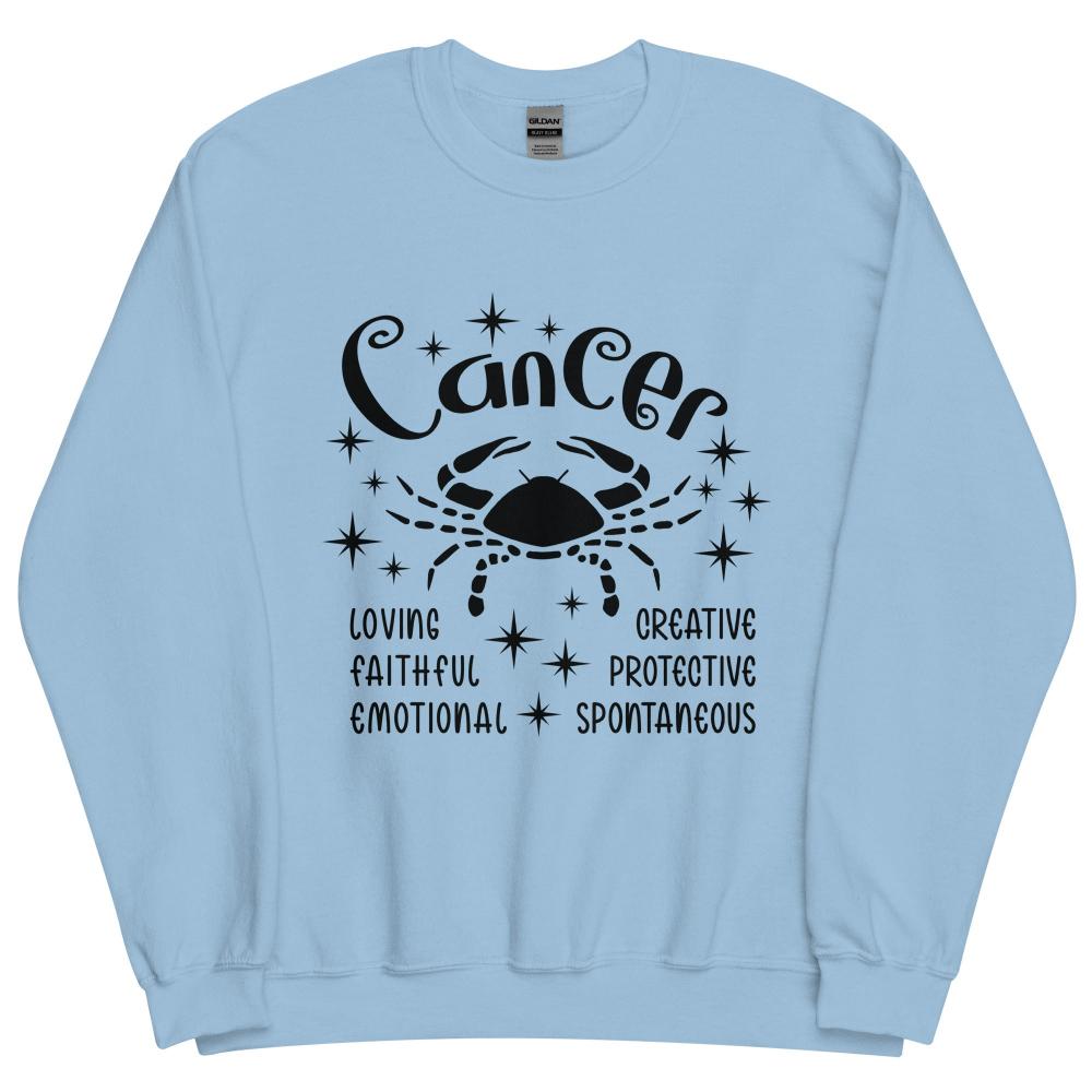 Cancer Zodiac Positive Traits Sweatshirt - Light Blue Color - https://ascensionemporium.net